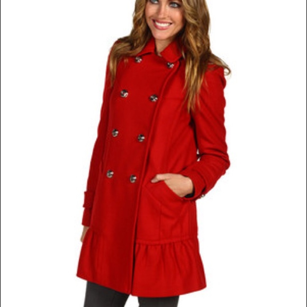 Juicy Couture Red Ruffle Coat